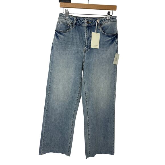 Oliver Logan Aberdeen Wide Leg Crop Jeans Size 30 Light Wash Raw Hem - Picture 2 of 11
